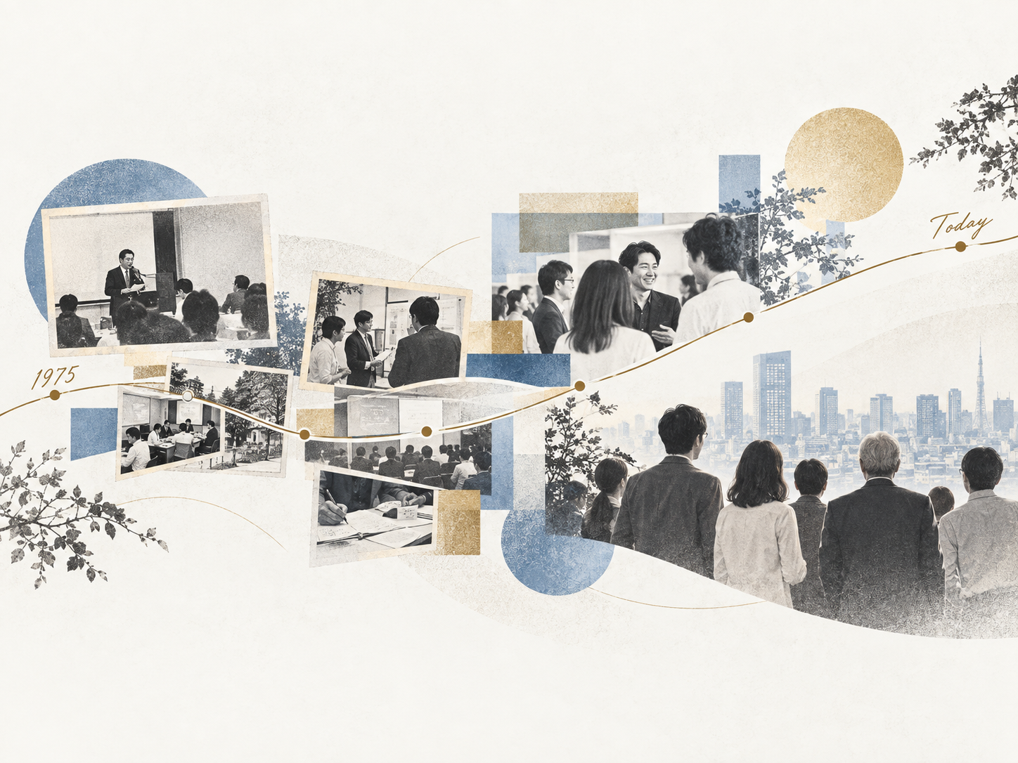1975年から続く東京UBAの歴史を表現したイラスト